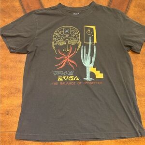 RVCA Size Large Vintage Midweight Regular Fit Black Short Sleeve T-Shirt
